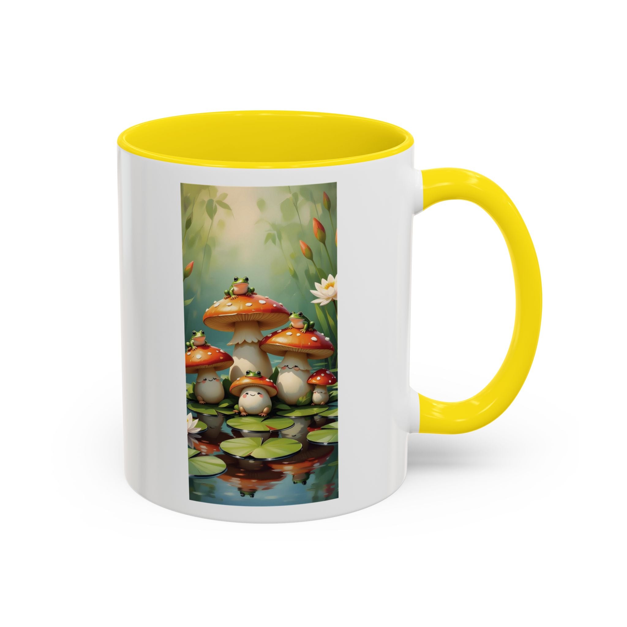 Mushroom Pond Coffee Mug — Whimsical Toadstool Accent Ceramic Mug