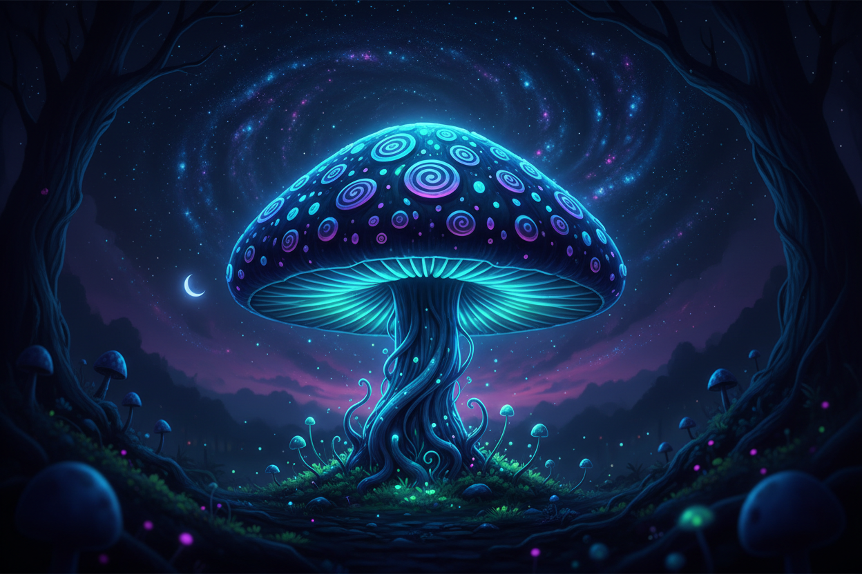 Cute Mushroom Night Sky